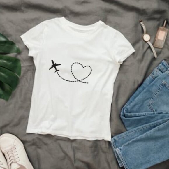 🛫❤️ "Fly with ❤️ " Custom Tee: Where Love Takes Flight! ❤️🛫 - Picture 1 of 1